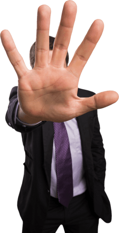 Businessman in Suit Showing Stop Gesture Transparent Background - Download Free Stock Videos Pikwizard.com