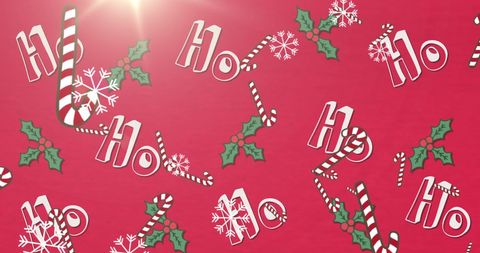 Festive Christmas Ho Ho Ho Design on Red Background
