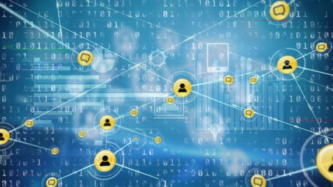 Networking Concept with Binary Data and Icons