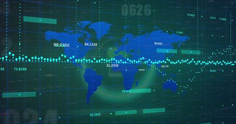 Data Processing Visualization on Digital World Map Interface - Download Free Stock Images Pikwizard.com