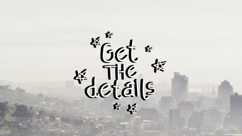 Get the Details Overlay with Urban Skyline Background