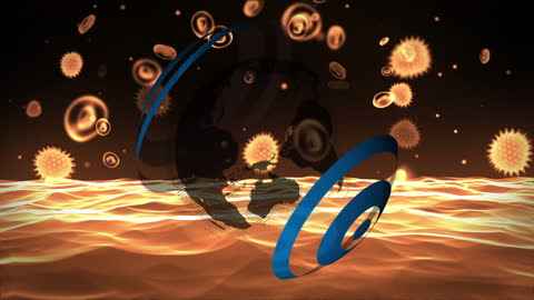 Rotating Globe and Coronavirus Cells in Virtual Environment