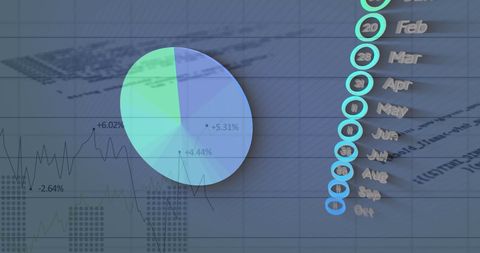 Colorful 3D Pie Chart with Monthly Financial Data on Graph - Download Free Stock Images Pikwizard.com