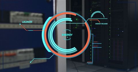 Futuristic Data Interface with Digital Readouts in Server Room - Download Free Stock Images Pikwizard.com
