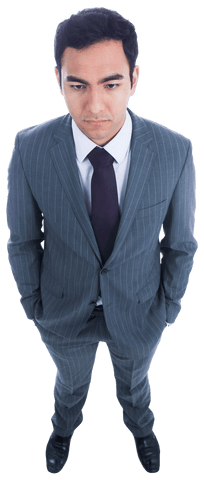 Serious Asian Businessman on Transparent Background