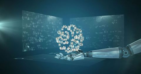 Futuristic ai robot with networking concepts and mathematical background