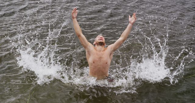 Man Enjoying Refreshing Swim in Natural Body of Water - Download Free Stock Images Pikwizard.com