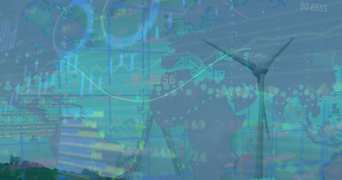Digital Data Interface with Wind Turbine Illustration