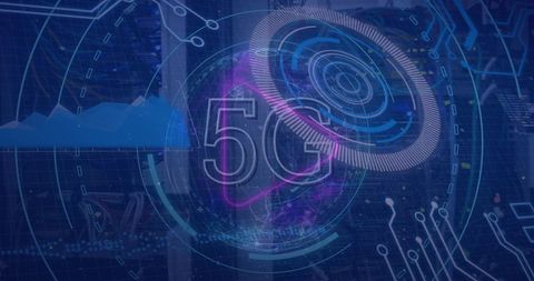 Futuristic 5G Technology Concept with Digital Interface Graphics - Download Free Stock Images Pikwizard.com