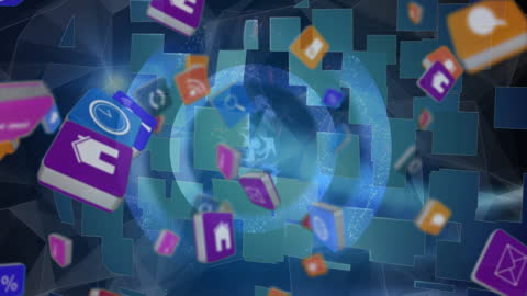 Dynamic Cloud of Floating Social Media App Icons