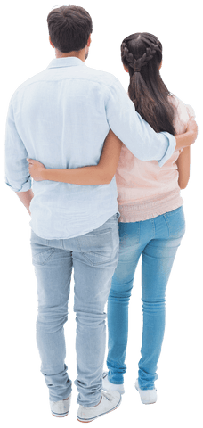 Transparent Couple Embracing from Behind in Casual Clothes - Download Free Stock Videos Pikwizard.com