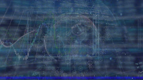 Glitch Aesthetic Overlaying Financial Data on Spinning Globe