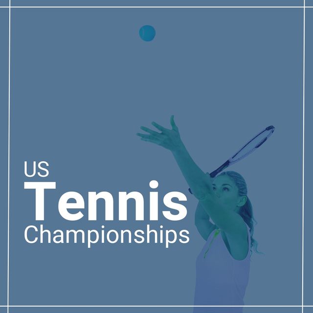 Caucasian Female Tennis Player Preparing Serve US Tennis Championships - Download Free Stock Templates Pikwizard.com