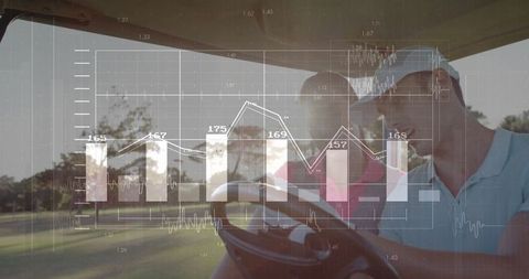 Colleagues Analyzing Data Visualization on Golf Course