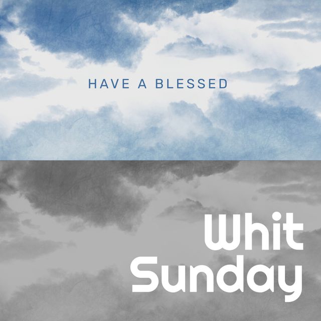 Whit Sunday Greeting with Clouds on Blue Sky Background - Download Free Stock Templates Pikwizard.com