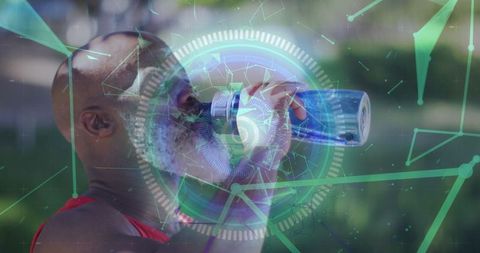 Elderly Man Embraces Fitness with Advanced Technology Visual