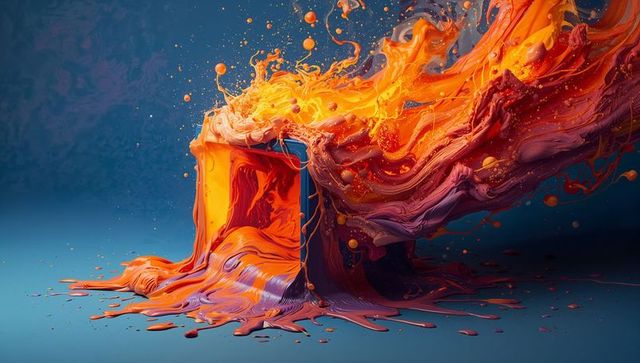 Vibrant Abstract Fluid Art: Colorful Swirling Paint Flow