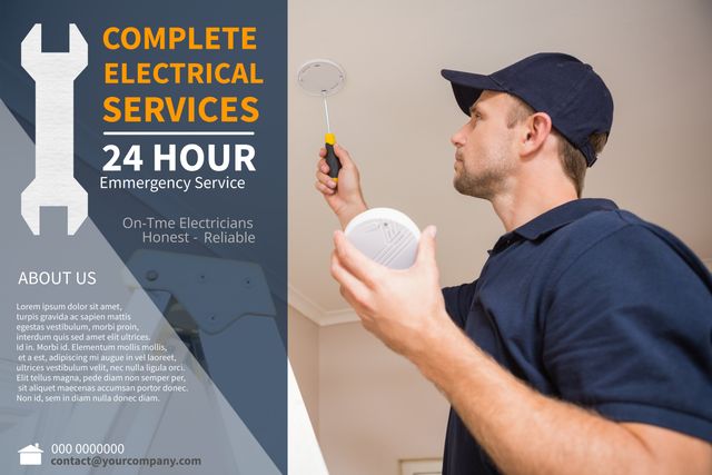 Professional 24-Hour Electrician Smoke Detector Installation Service - Download Free Stock Templates Pikwizard.com