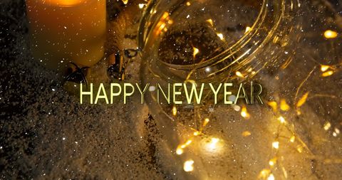 Festive New Year Greetings with Glowing Fairy Lights