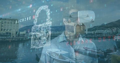 Cybersecurity Threat Alert with Virtual Reality in Urban Scape - Download Free Stock Images Pikwizard.com