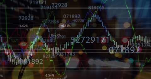 Financial Data Charts Overlapping Vibrant City Lights