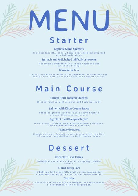 Elegant Menu Design for Restaurant or Event - Download Free Stock Templates Pikwizard.com