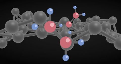Digital rendering of molecular structure with colorful atoms