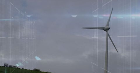 Modern Wind Turbine with Data Overlay - Download Free Stock Images Pikwizard.com
