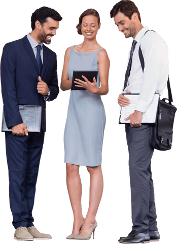 Transparent presentation business team discussion