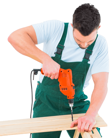 transparent carpenter drilling plank with orange power drill - Download Free Stock Videos Pikwizard.com