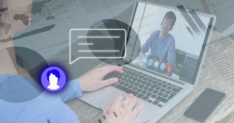 Digital Communication Concept with Virtual Meeting Overlay