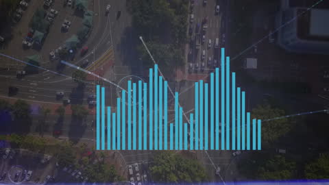 Digital Graph Animation Over Urban Intersection