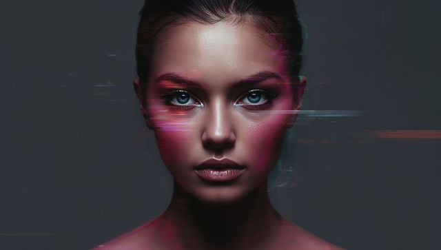 Futuristic Female Portrait with Cybernetic Brushstrokes