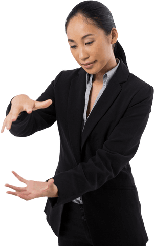 transparent conceptual businesswoman holding invisible object - Download Free Stock Videos Pikwizard.com