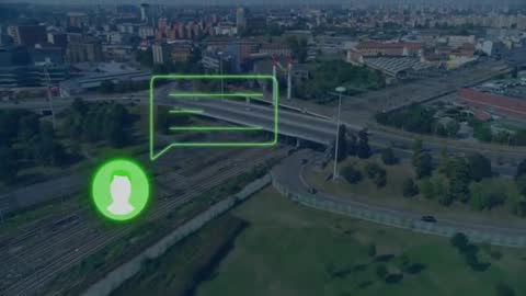 Technology Communication Icon Over Cityscape