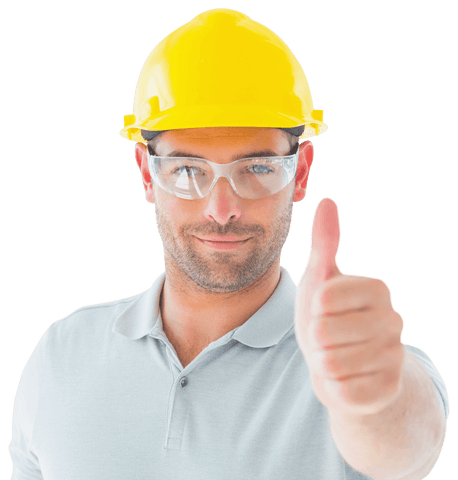 Confident Worker Giving Thumbs Up in Protective Gear Transparent Background - Download Free Stock Videos Pikwizard.com