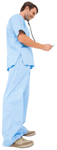 young surgeon in transparent uniform using stethoscope - Download Free Stock Videos Pikwizard.com