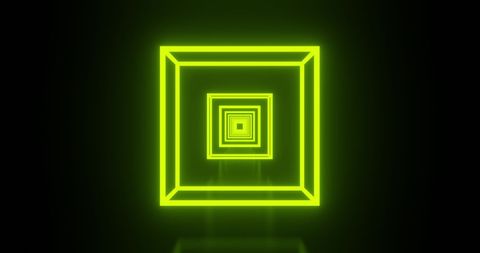 Glowing neon green cubes in infinite motion loop