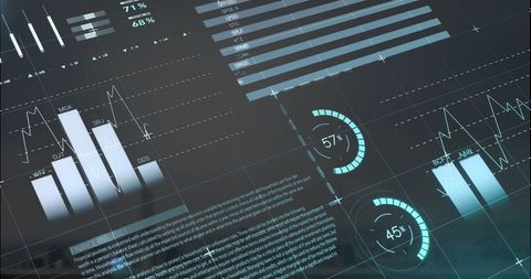 Futuristic Infographic Interface Over Modern Cityscape at Dawn - Download Free Stock Images Pikwizard.com