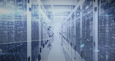 Advanced Data Center with Flowing Digital Data Streams - Download Free Stock Images Pikwizard.com