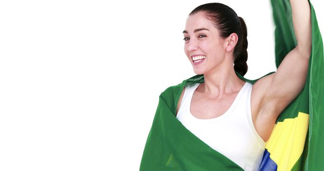 Joyful Woman Celebrating with National Flag - Download Free Stock Images Pikwizard.com