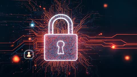 AI Visualization of Cybersecurity Lock Encompassing Network Grids