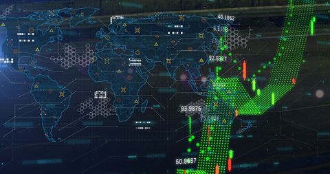 Global Data Analytics on Digital World Map Background - Download Free Stock Images Pikwizard.com