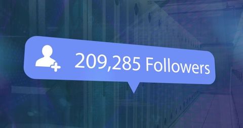 social media follower count hovering over data servers - Download Free Stock Images Pikwizard.com