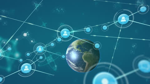 Global Networking Connections with Earth and Icons
