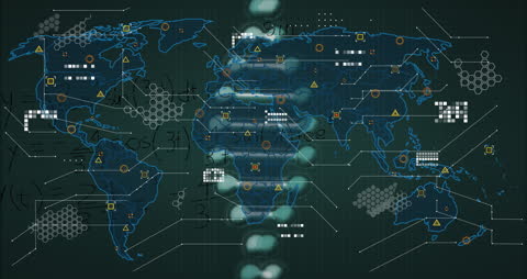 Global Digital Network with Data Interface and World Map