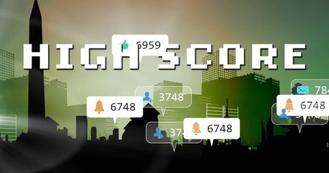 High Score Digital Interface with Social Media Notifications