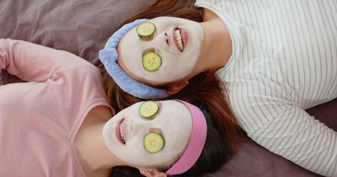 Mother and Daughter Bonding with Refreshing Clay Facials and Cucumber Masks