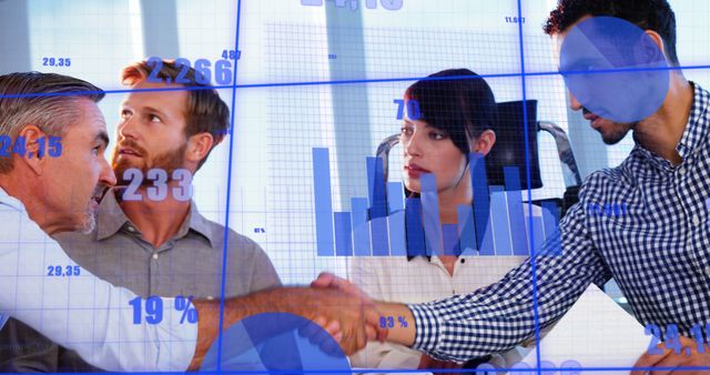 Business Team Analyzing Financial Data and Shaking Hands - Download Free Stock Images Pikwizard.com