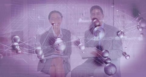 Scientists presenting innovative molecular technology in office